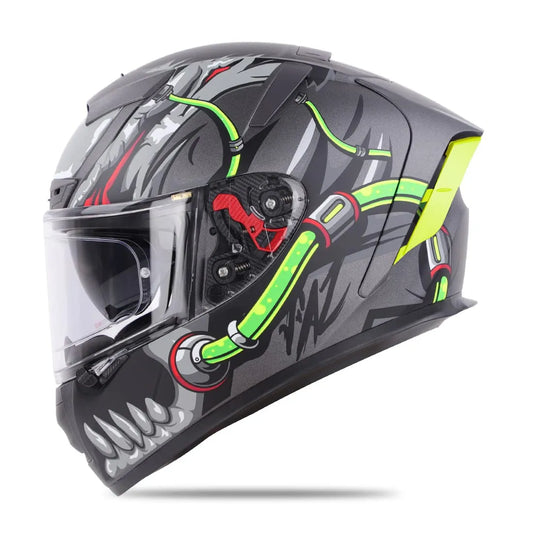 STEELBIRD Ign 4 Hyena Glossy Gray Steel Bird Full Face Helmet