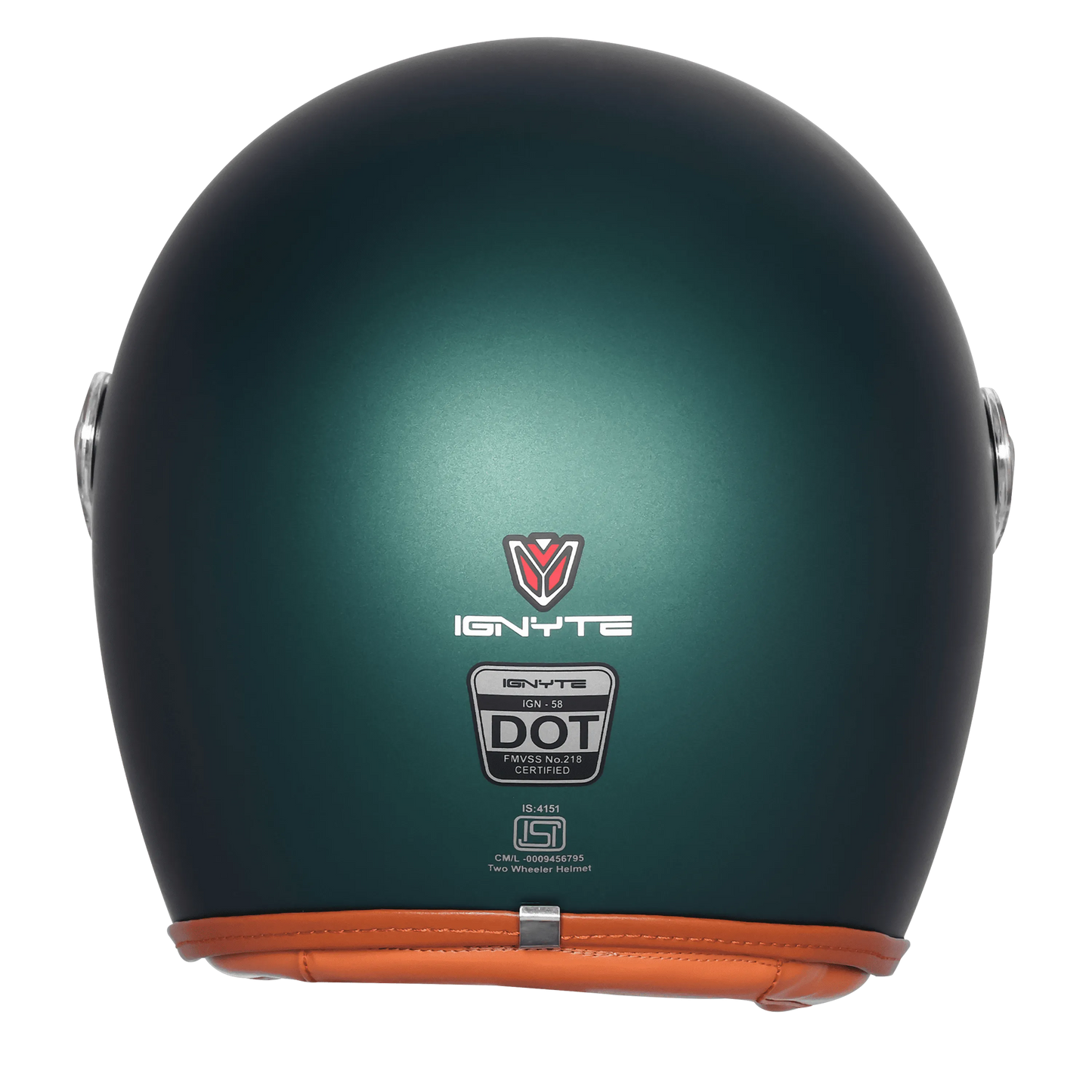 Ignyte Ign 58 Deep Green Light Orange Half Face Helmet