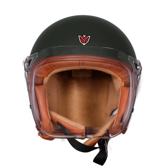 Ignyte Ign 58 Matt Battle Green Light Orange Half Face Helmet