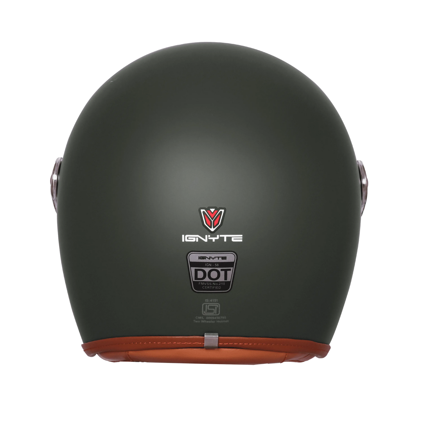 Ignyte Ign 58 Matt Battle Green Light Orange Half Face Helmet