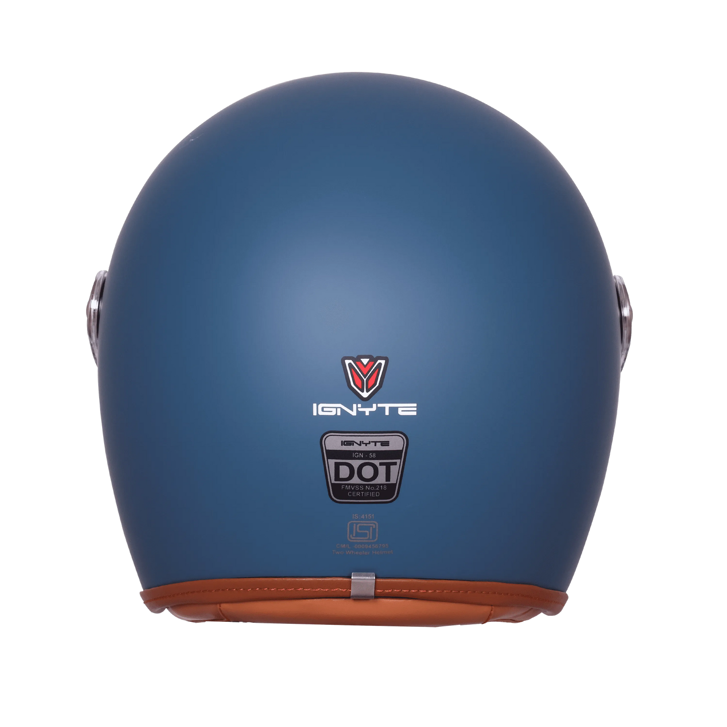 Ignyte Ign 58 Matt Squadron Blue Light Orange Half Face Helmet