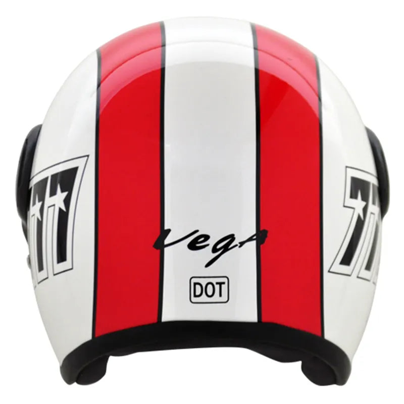 VEGA Jet 777 White Red Half Face Helmet
