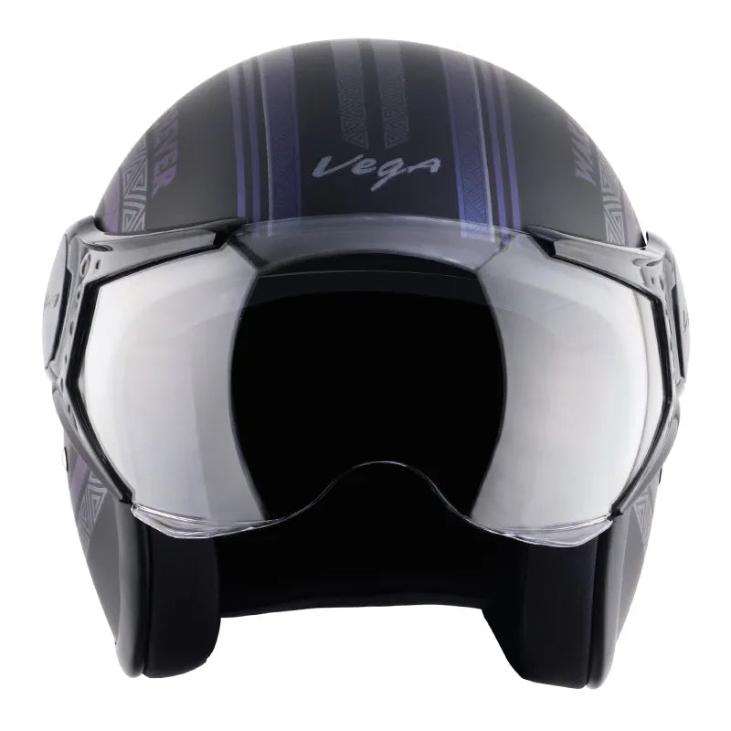 VEGA Jet Dx Marvel Black Panther Dull Purple Half Face Helmet
