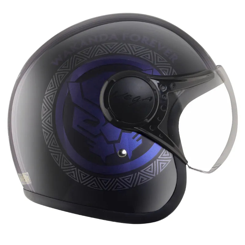 VEGA Jet Dx Marvel Black Panther Purple Half Face Helmet