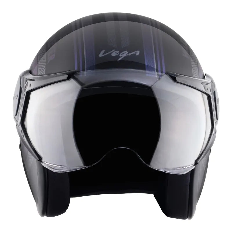VEGA Jet Dx Marvel Black Panther Purple Half Face Helmet
