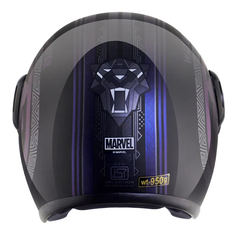 VEGA Jet Dx Marvel Black Panther Purple Half Face Helmet