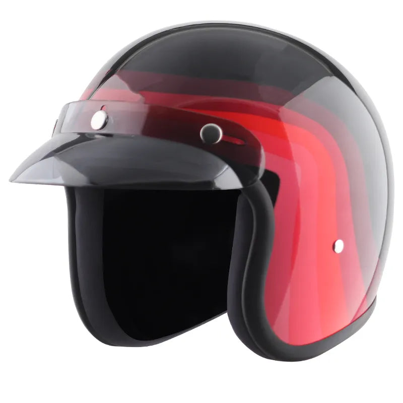 VEGA Jet Dx W Peak Urban Black Red Half Face Helmet