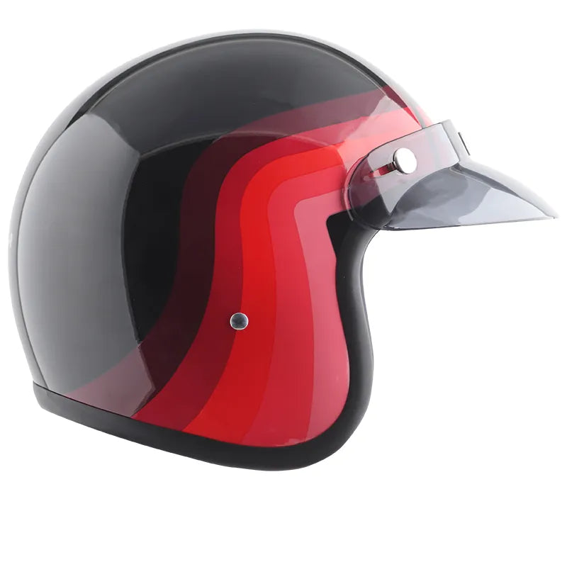 VEGA Jet Dx W Peak Urban Black Red Half Face Helmet