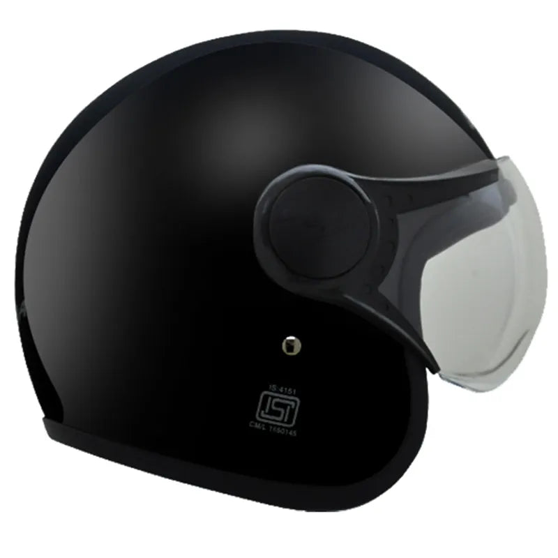 VEGA Jet Black Half Face Helmet