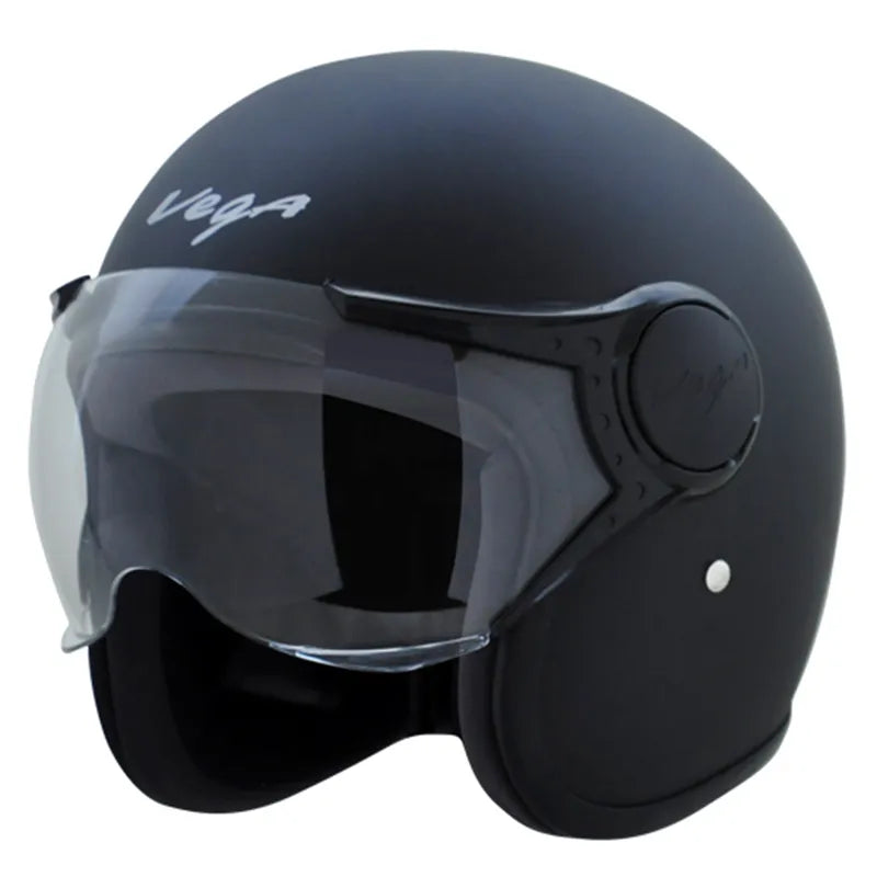 VEGA Jet Dull Black Half Face Helmet