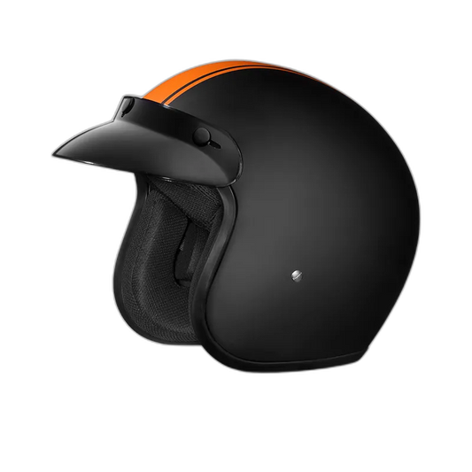 STUDDS Jetstar Classic D3 Orange Pin Strip Matt Black Half Face Helmet