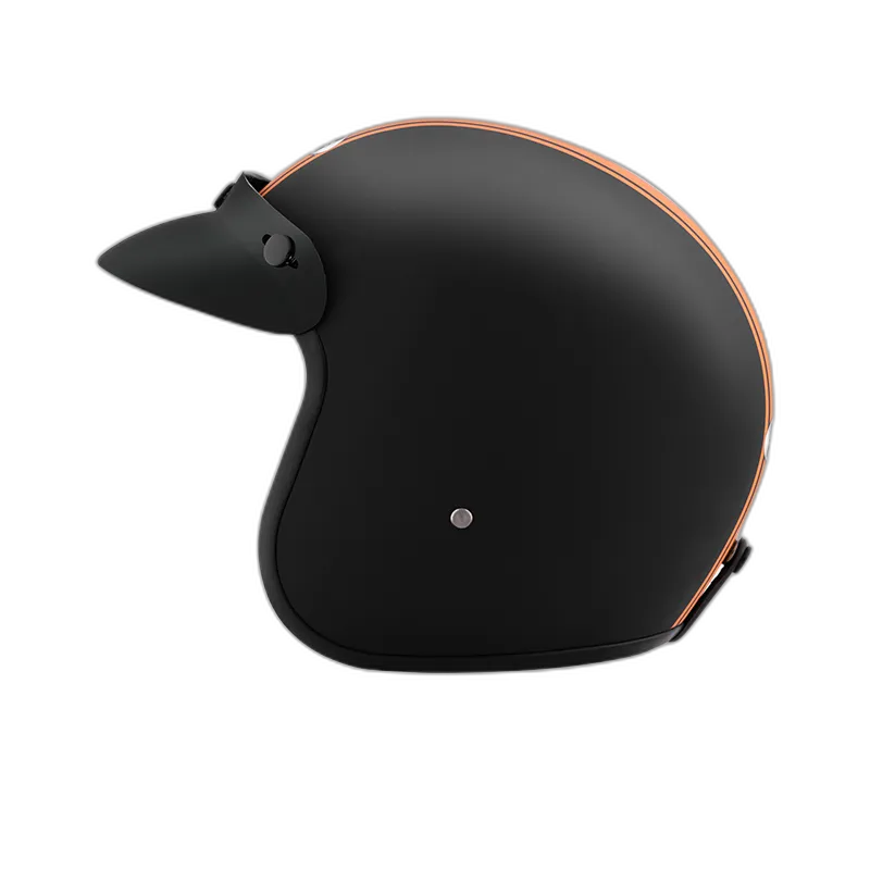STUDDS Jetstar Classic D3 Orange Pin Strip Matt Black Half Face Helmet