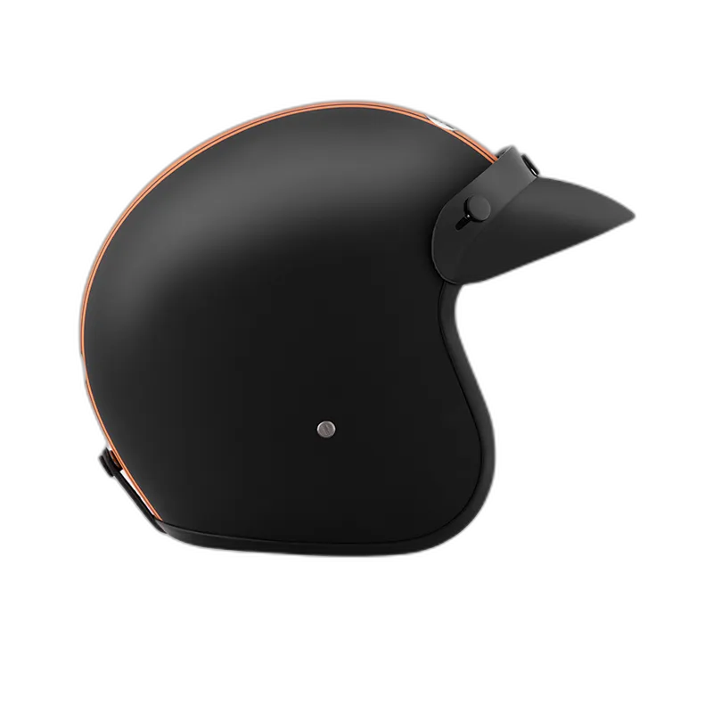 STUDDS Jetstar Classic D3 Orange Pin Strip Matt Black Half Face Helmet