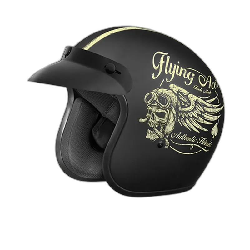 STUDDS Jetstar Classic D5 Flying Aces Matt Black Half Face Helmet