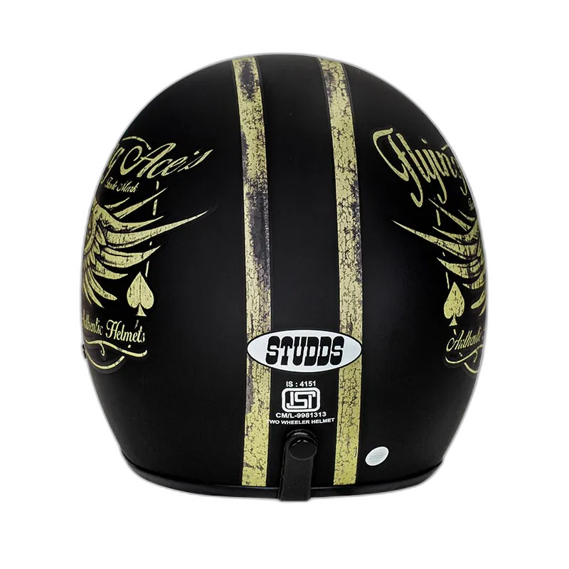 STUDDS Jetstar Classic D5 Flying Aces Matt Black Half Face Helmet