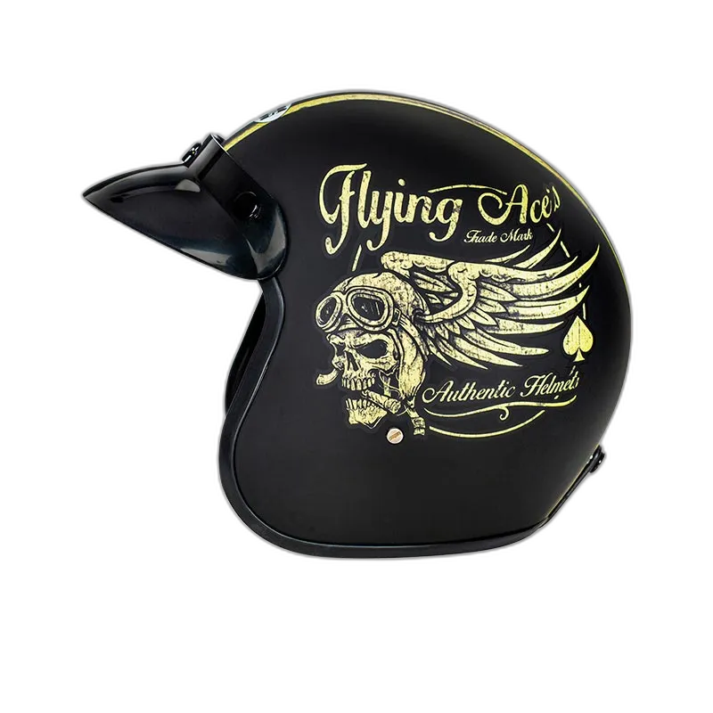 STUDDS Jetstar Classic D5 Flying Aces Matt Black Half Face Helmet