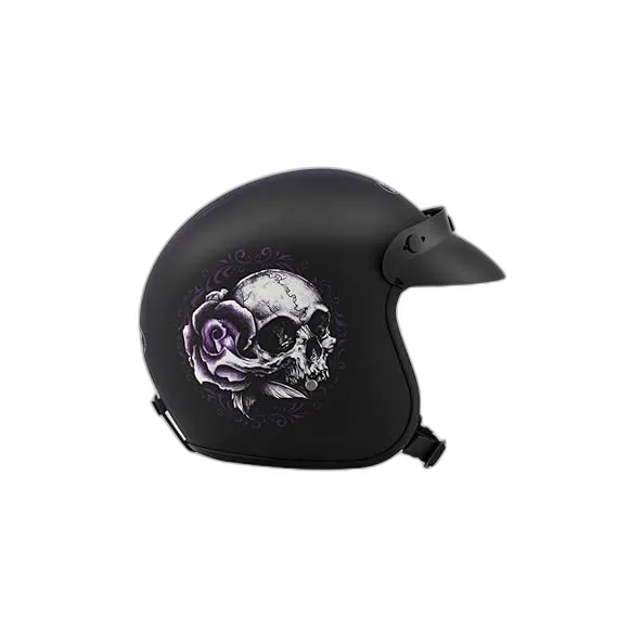 STUDDS Jetstar Classic D6 Good Girl Gone Bad Matt Black Half Face Helmet