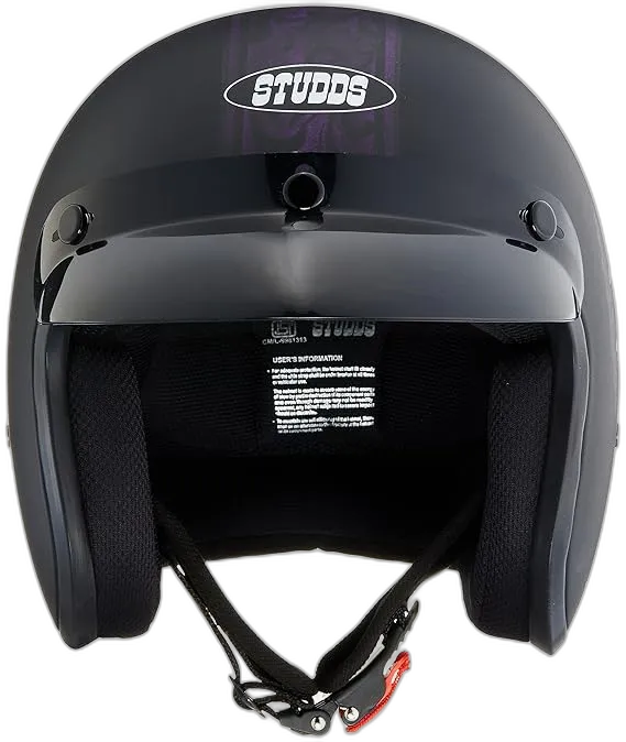 STUDDS Jetstar Classic D7 Floral Skull Matt Black Half Face Helmet