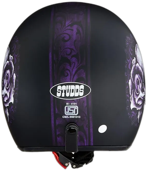 STUDDS Jetstar Classic D7 Floral Skull Matt Black Half Face Helmet