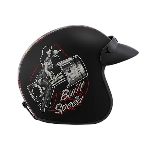 STUDDS Jetstar Classic D8 Built For Speed Matt Black Half Face Helmet