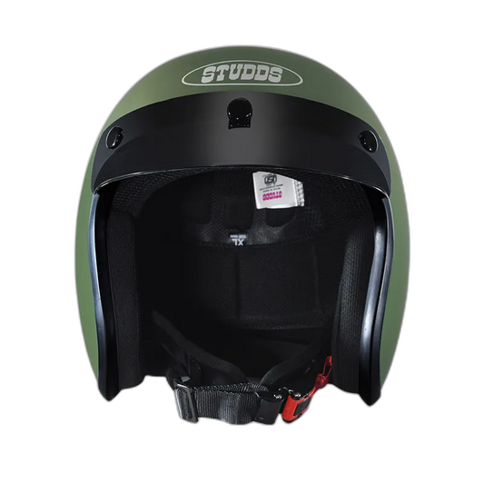 STUDDS Jetstar Classic Military Green Half Face Helmet