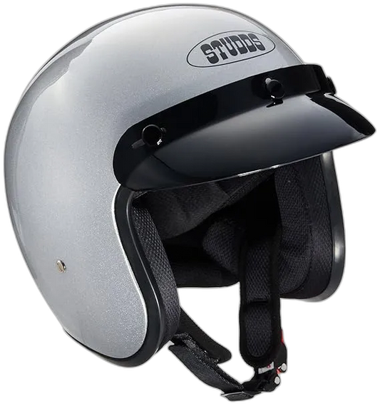 STUDDS Jetstar Classic Silver Grey Half Face Helmet