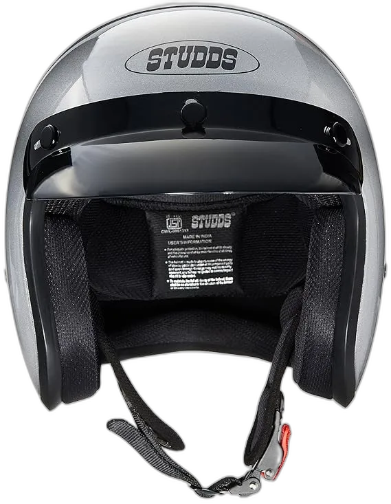 STUDDS Jetstar Classic Silver Grey Half Face Helmet