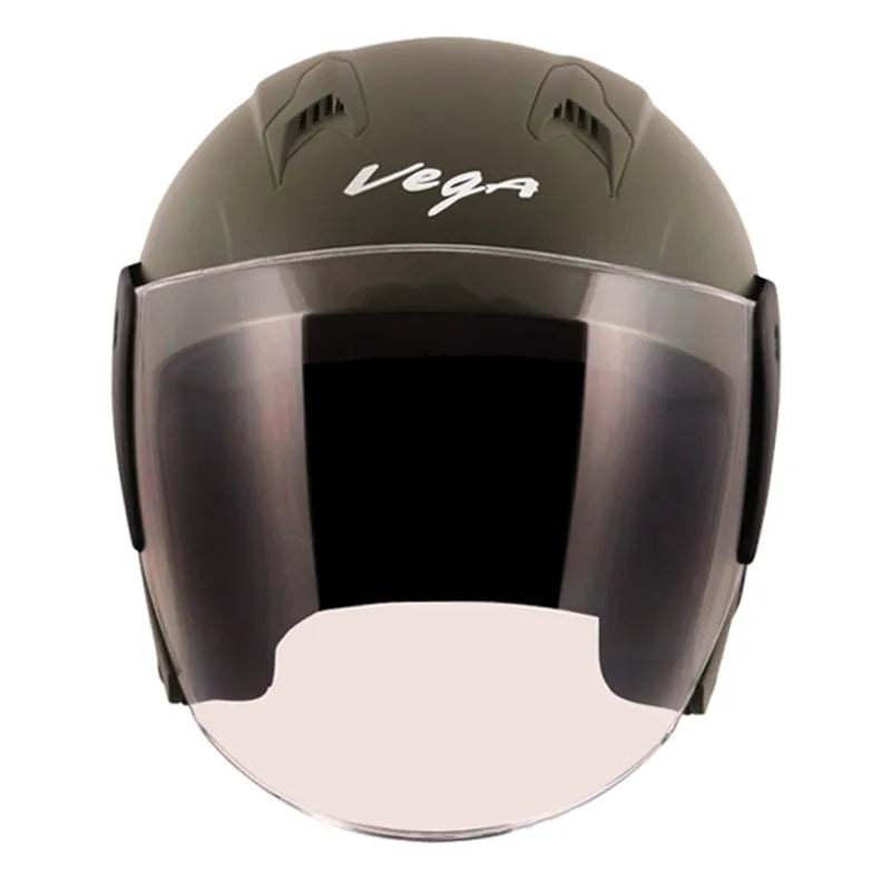 VEGA Lark Dull Battle Green Half Face Helmet