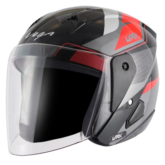 VEGA Lark Legend Black Red Half Face Helmet