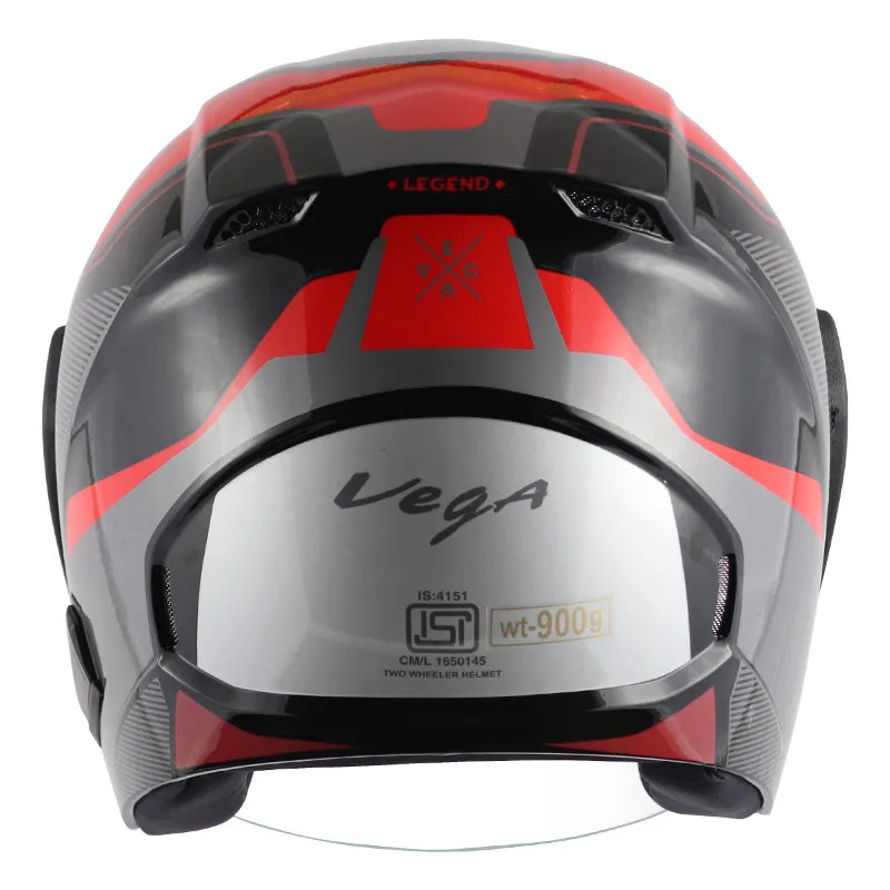 VEGA Lark Legend Black Red Half Face Helmet