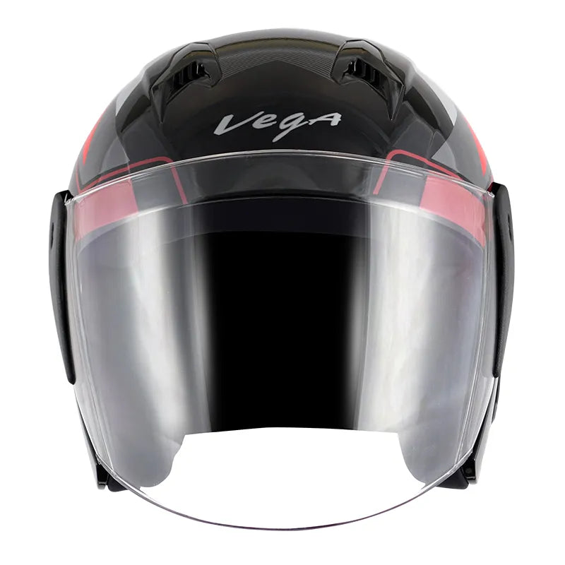 VEGA Lark Legend Black Red Half Face Helmet