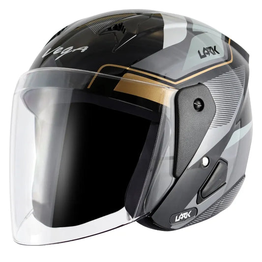 VEGA Lark Legend Black Silver Half Face Helmet