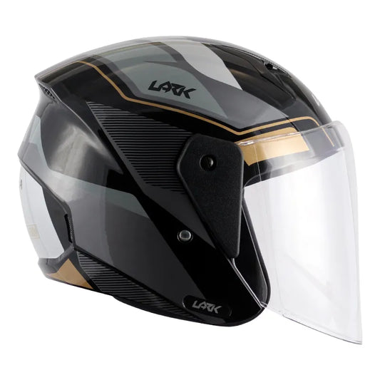 VEGA Lark Legend Black Silver Half Face Helmet