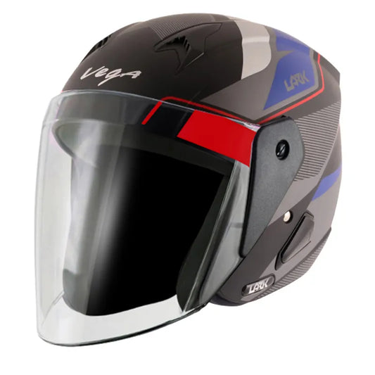 VEGA Lark Legend Dull Black Blue Half Face Helmet