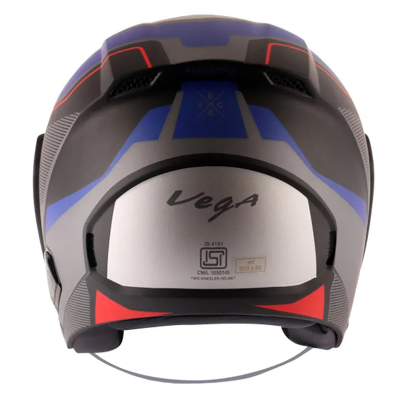 VEGA Lark Legend Dull Black Blue Half Face Helmet