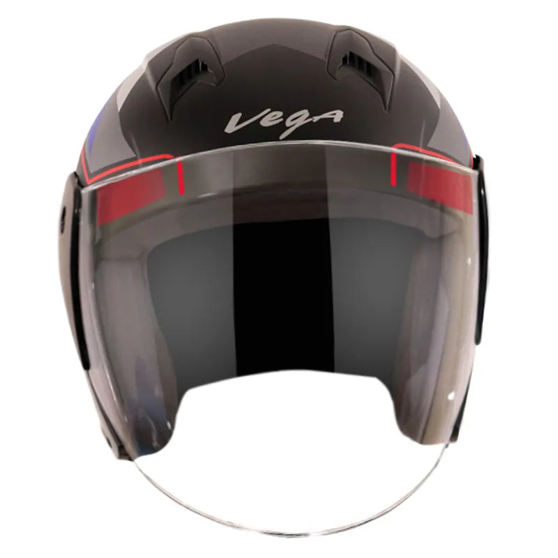 VEGA Lark Legend Dull Black Blue Half Face Helmet