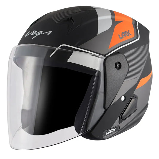 VEGA Lark Legend Dull Black Orange Half Face Helmet