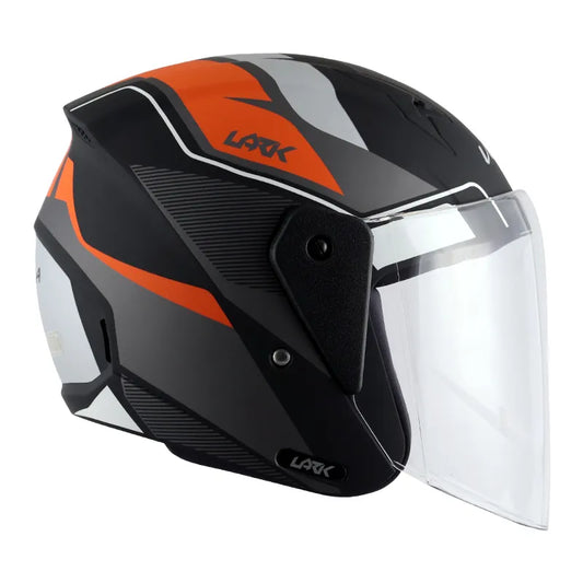 VEGA Lark Legend Dull Black Orange Half Face Helmet