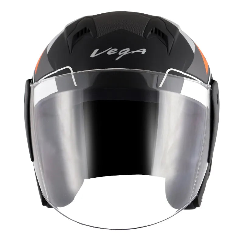 VEGA Lark Legend Dull Black Orange Half Face Helmet