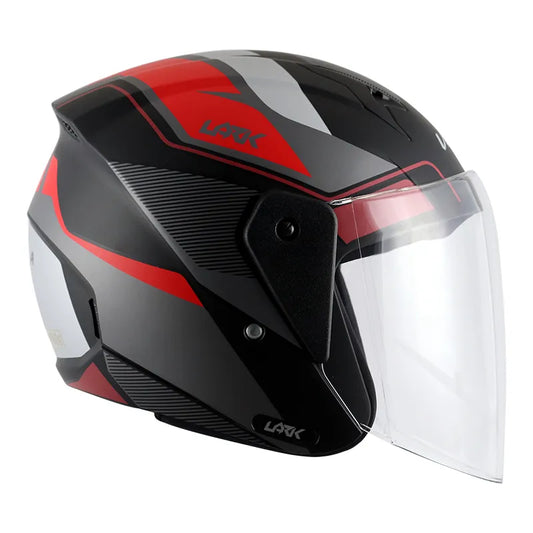 VEGA Lark Legend Dull Black Red Half Face Helmet
