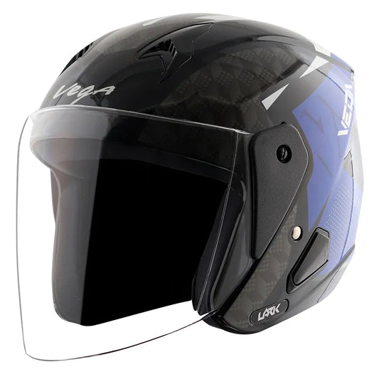 VEGA Lark Twist Black Blue Half Face Helmet