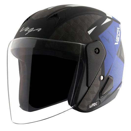 VEGA Lark Twist Dull Black Blue Half Face Helmet