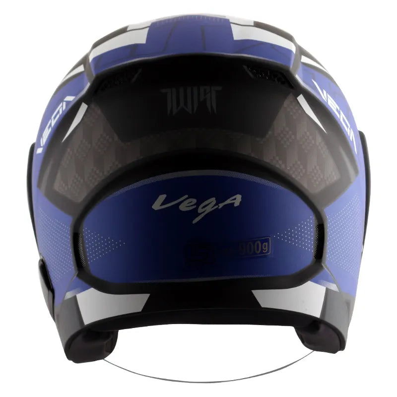 VEGA Lark Twist Dull Black Blue Half Face Helmet