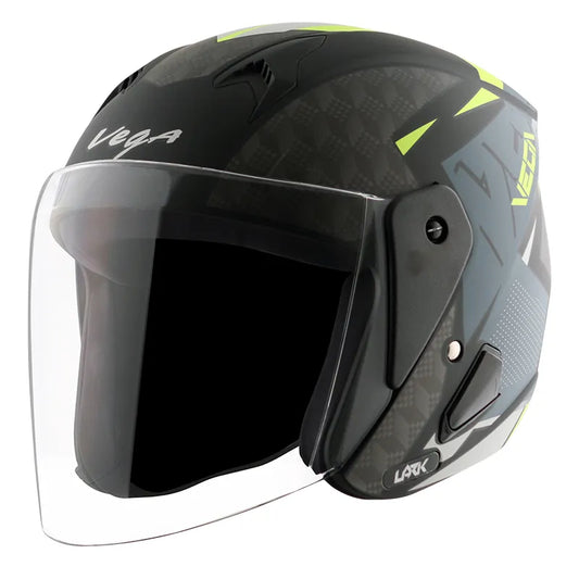 VEGA Lark Twist Dull Black Neon Yellow Half Face Helmet