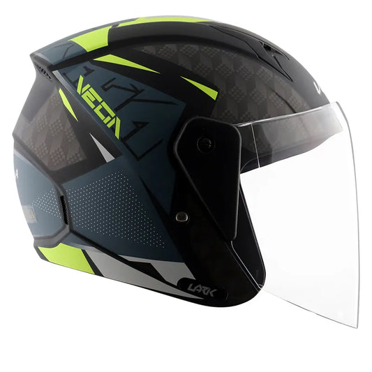 VEGA Lark Twist Dull Black Neon Yellow Half Face Helmet