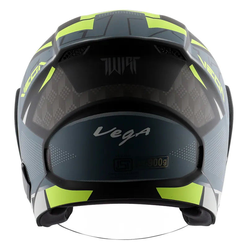 VEGA Lark Twist Dull Black Neon Yellow Half Face Helmet