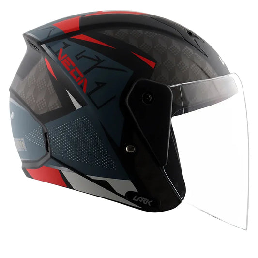 VEGA Lark Twist Dull Black Red Half Face Helmet