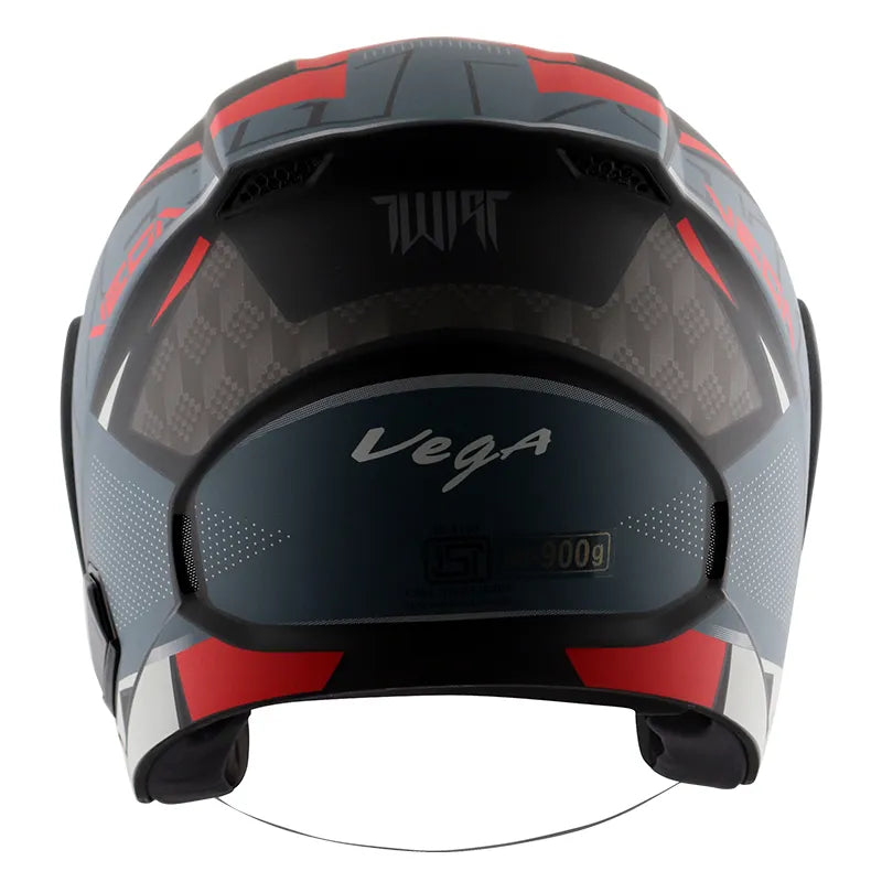 VEGA Lark Twist Dull Black Red Half Face Helmet