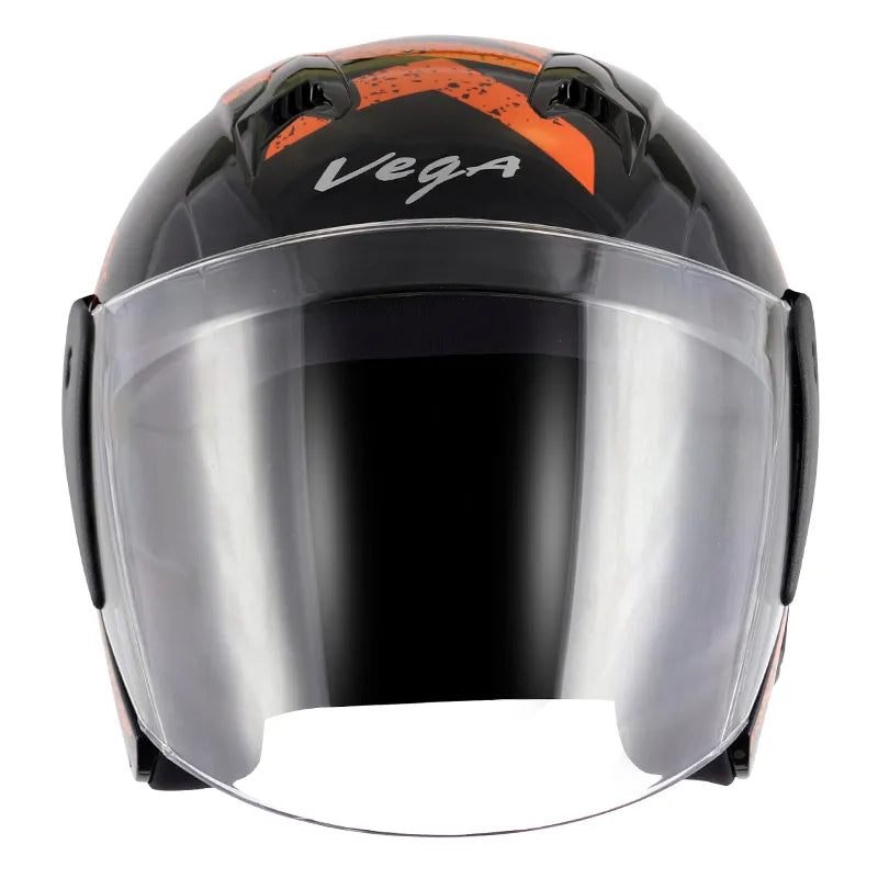 VEGA Lark Victor Black Orange Half Face Helmet