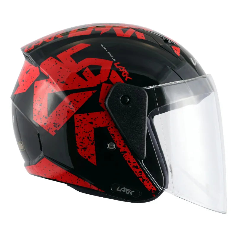 VEGA Lark Victor Black Red Half Face Helmet